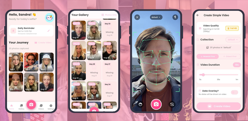 Daily Selfie – تطبيق تصوير السيلفي اليومي وتحويله إلى فيديو Timelapse